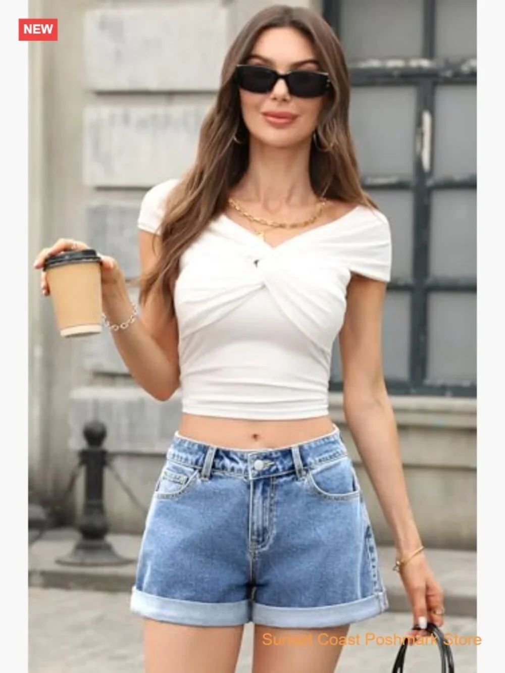 Low Rise Baggy Denim Shorts Cuffed Hem Stretchy Loose Fit Jorts with Pockets